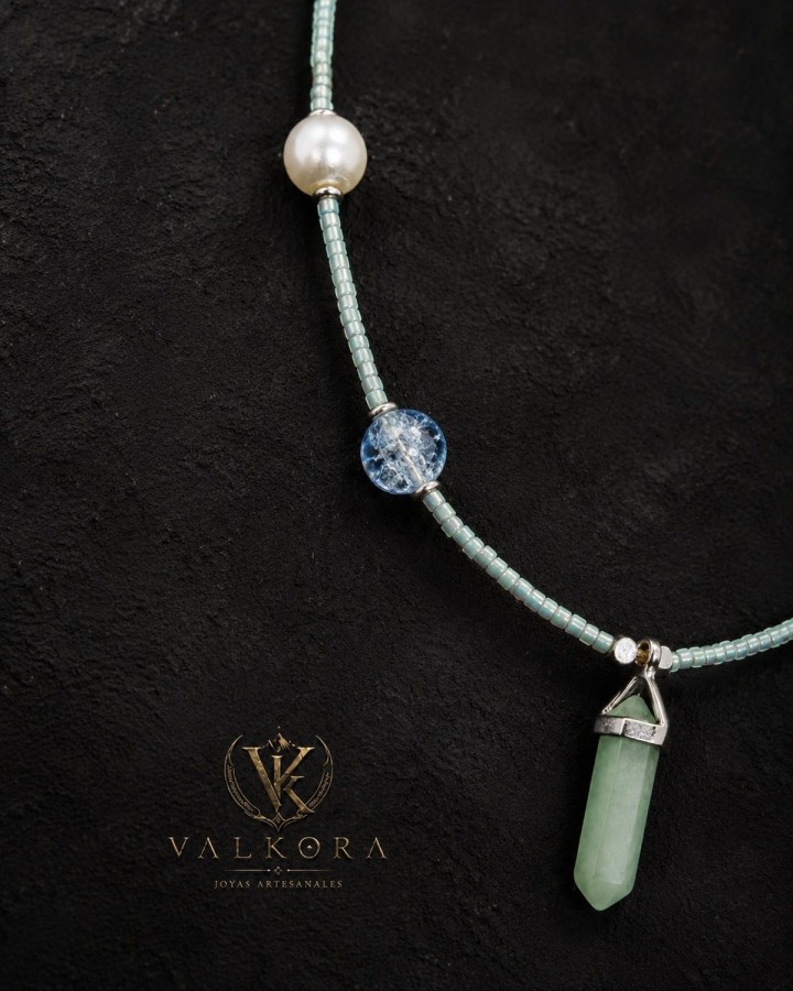 Collar Brisa Nórdica de cuarzo verde y plata 925 | Valkora