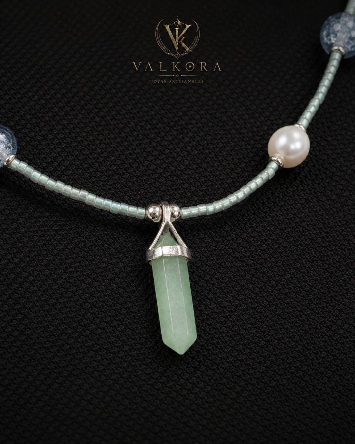 Collar Brisa Nórdica de cuarzo verde y plata 925 | Valkora