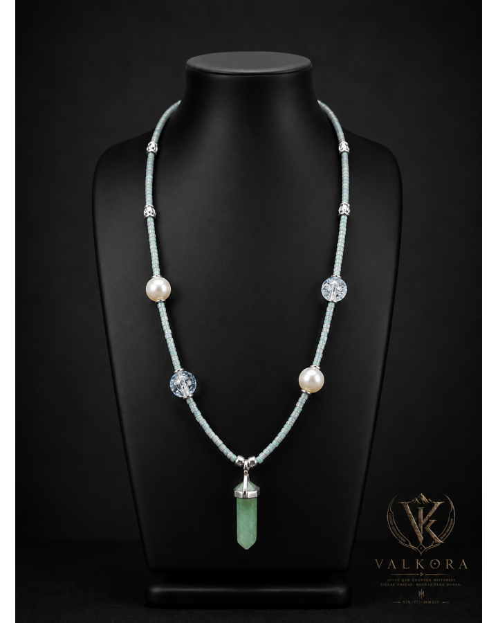 Collar Brisa Nórdica de cuarzo verde y plata 925 | Valkora